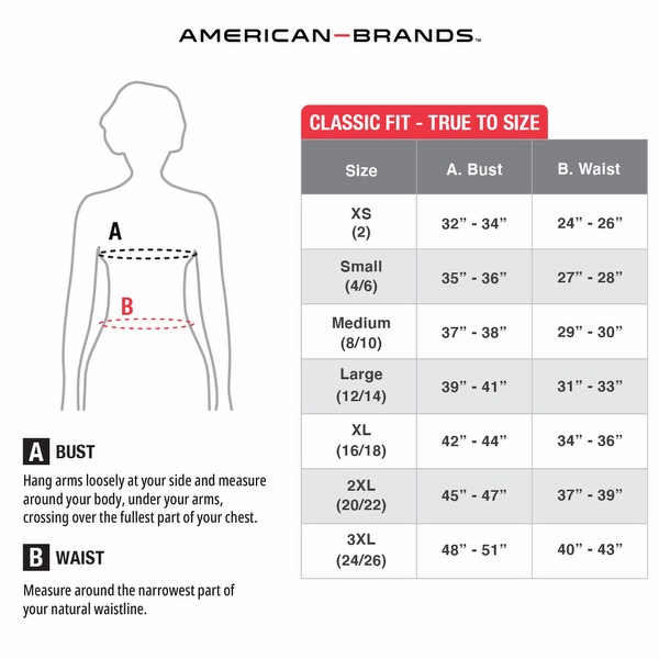 Womens Classic Fit Size Chart